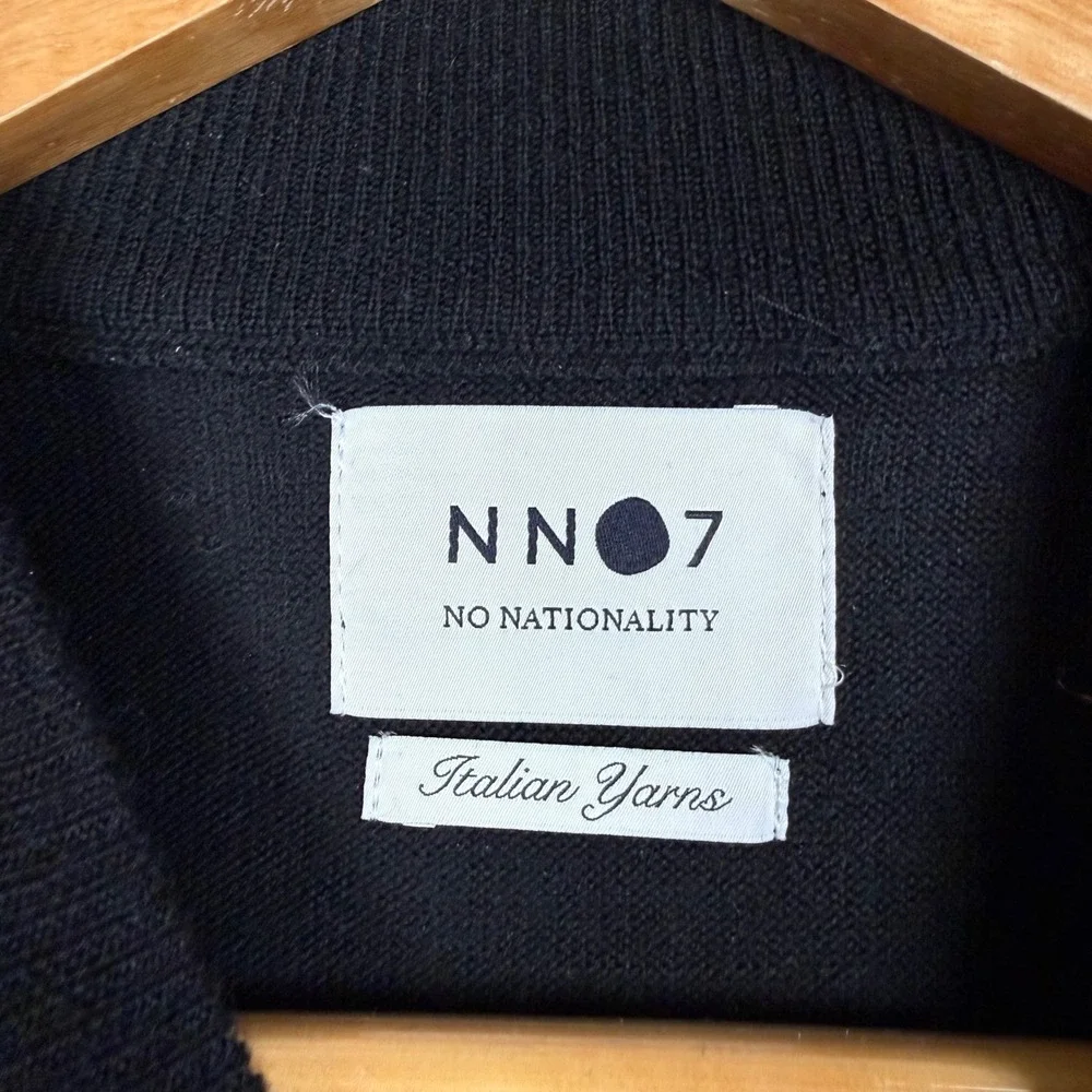 NN07 No Nationality Black Martin 6328 Slim Fit Mock Neck Wool Sweater Medium